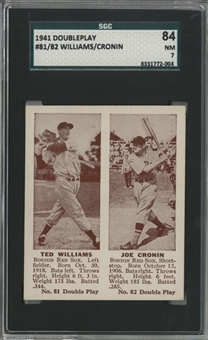 1941 Double Play #81-82 Ted Williams/Joe Cronin - SGC 84 NM 7